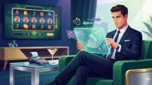 Современная иллюстрация платежных методов для хайроллеров с изображением золотых монет и банковских карт